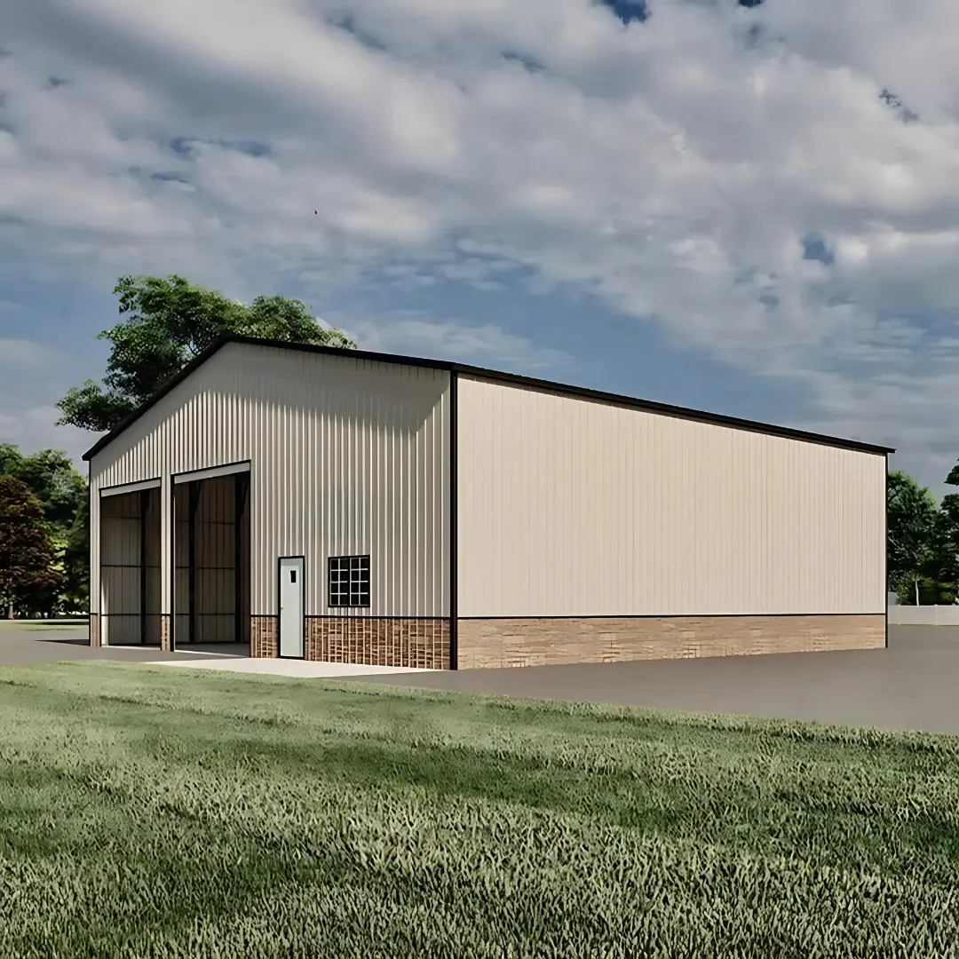 40x50x12 Metal Garage | 2 Roll-Up Doors | Walk-In Door